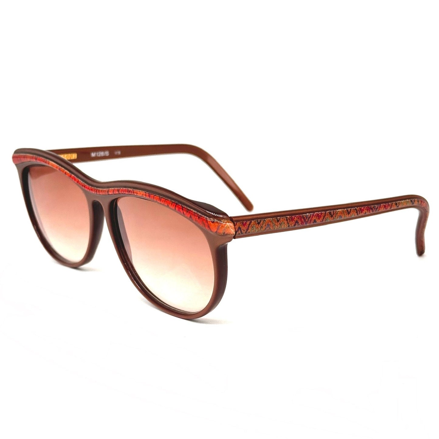 Missoni M128/S brown sunglasses with red textured stripe