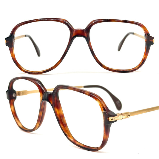 Persol Ratti 09185 tortoise drop shaped frames w adorned golden metal temples, 1980s NOs Italy