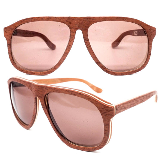 Jean Lempereur woodline multilayered aviator oversize sunglasses, NoS 80s hand made France