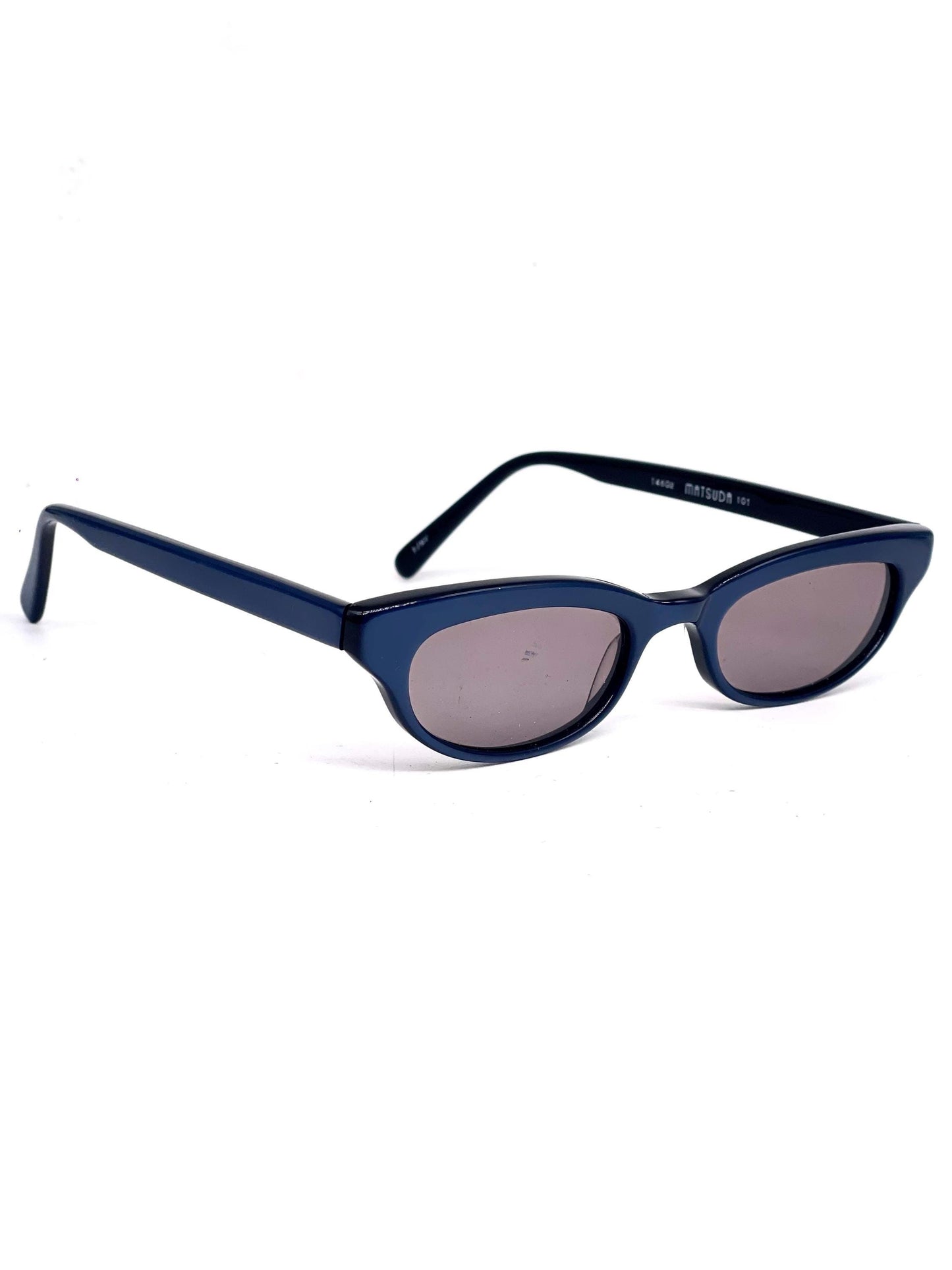 MATSUDA sleek minimalist acetate cateye sunglasses coming in blue and purple colors, NOS 90s Japan