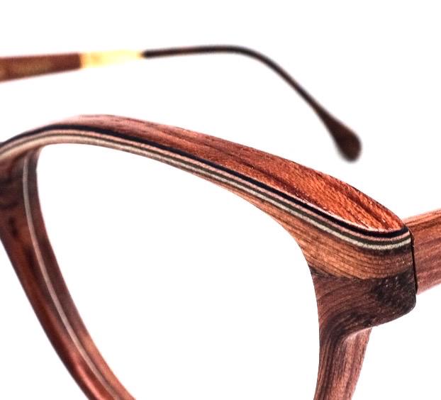 Woodlook Paris real wood cateye eyeglasses frames hand crafted in France, 80s NOS