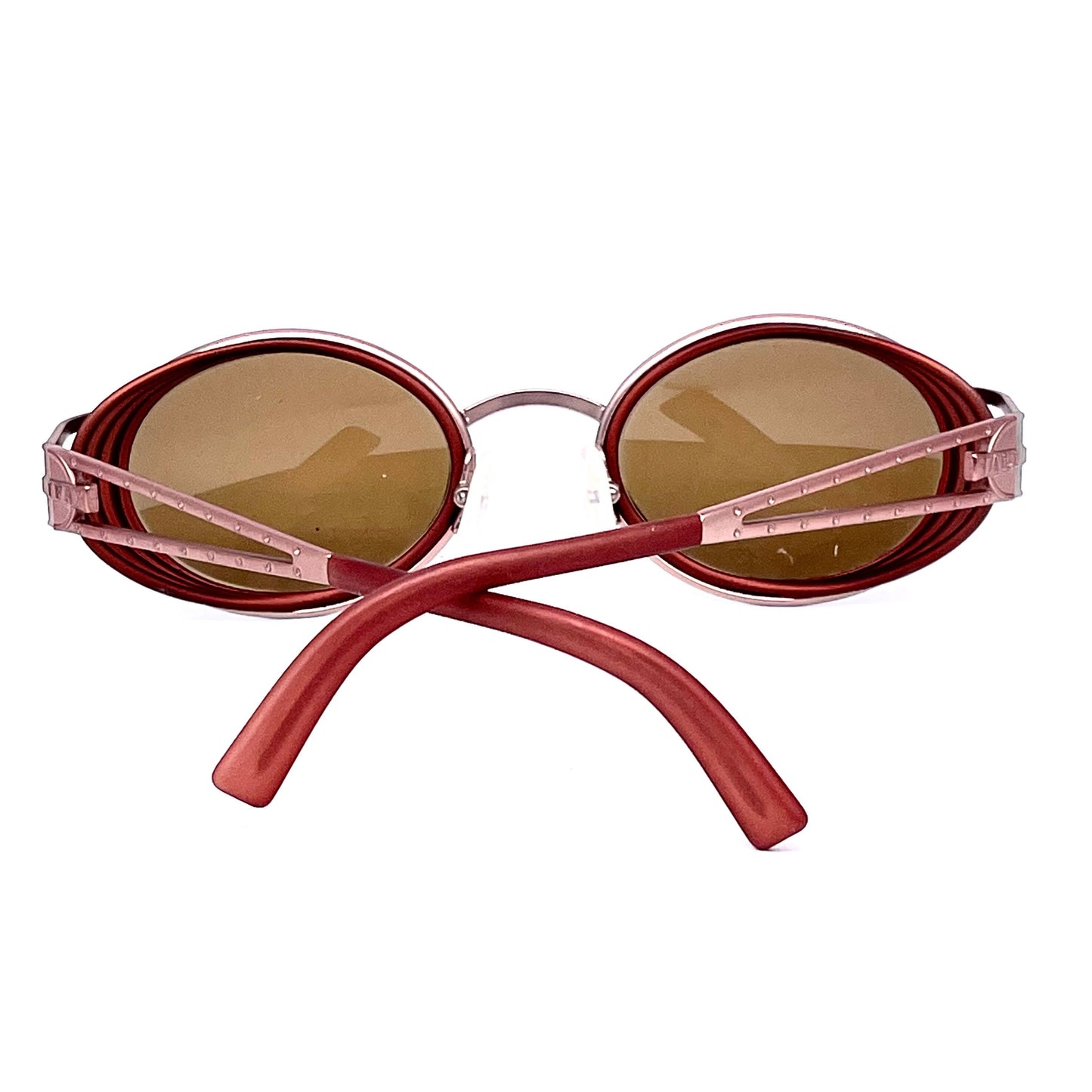 Halifax oval side shield sunglasses in copper color, pure steampunk style made in Italy NOS 90s