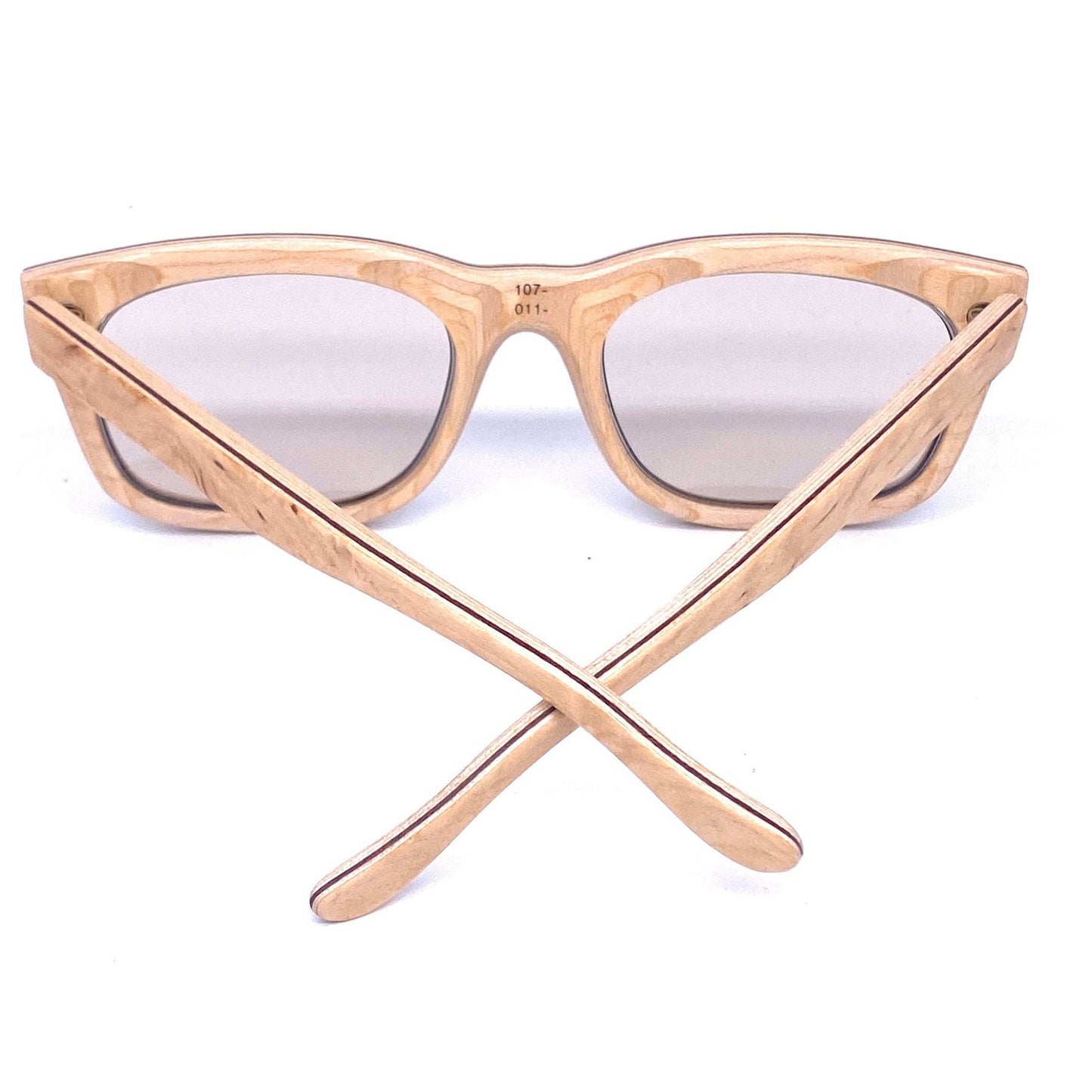 Jean Lempereur square real wood sunglasses, Woodline P5 wayfarer style, France NOS 80s