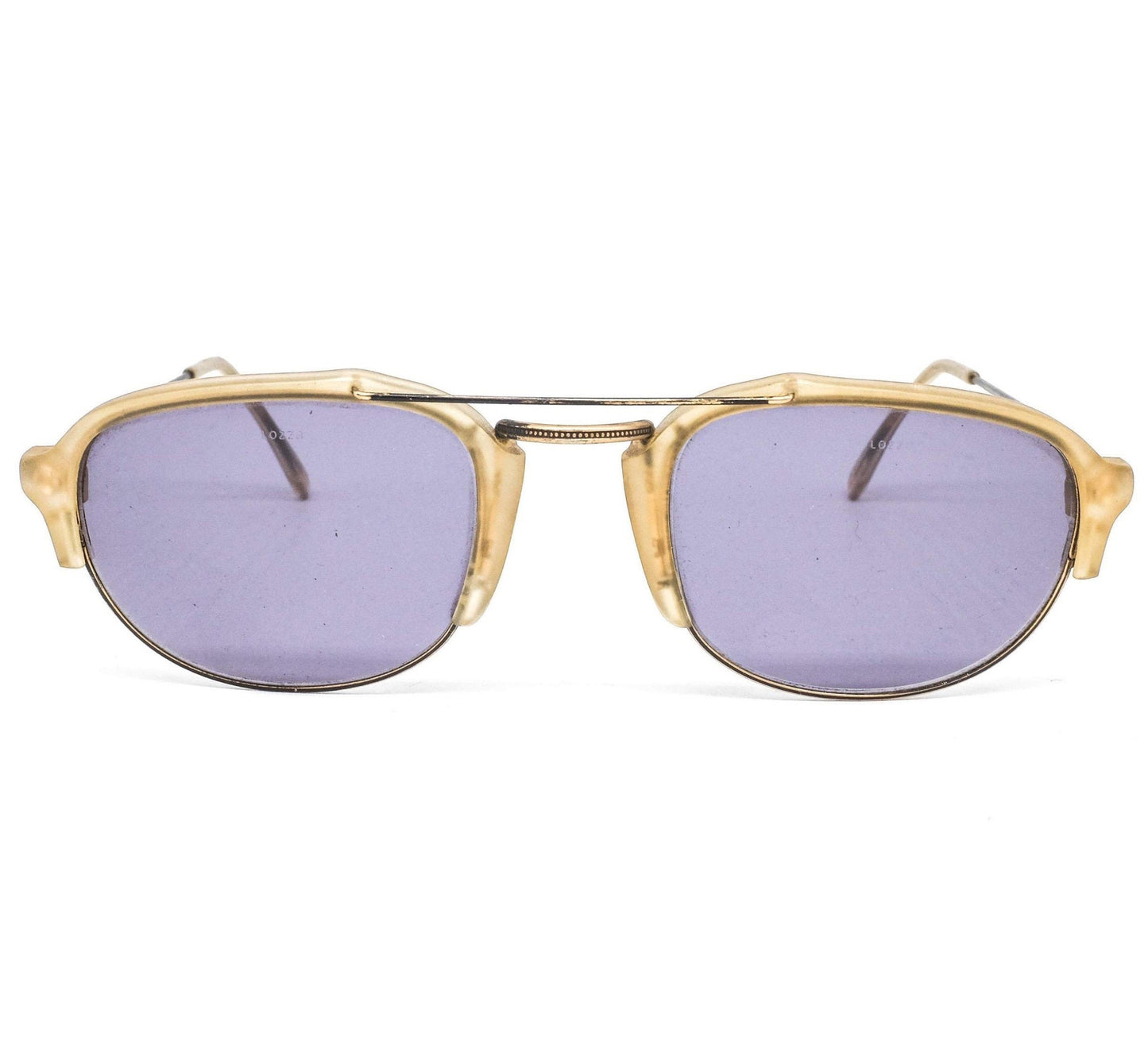 Lozza Philippe pale yellow/copper toned cello round corner square sunglasses 1970’s  NOS Italy