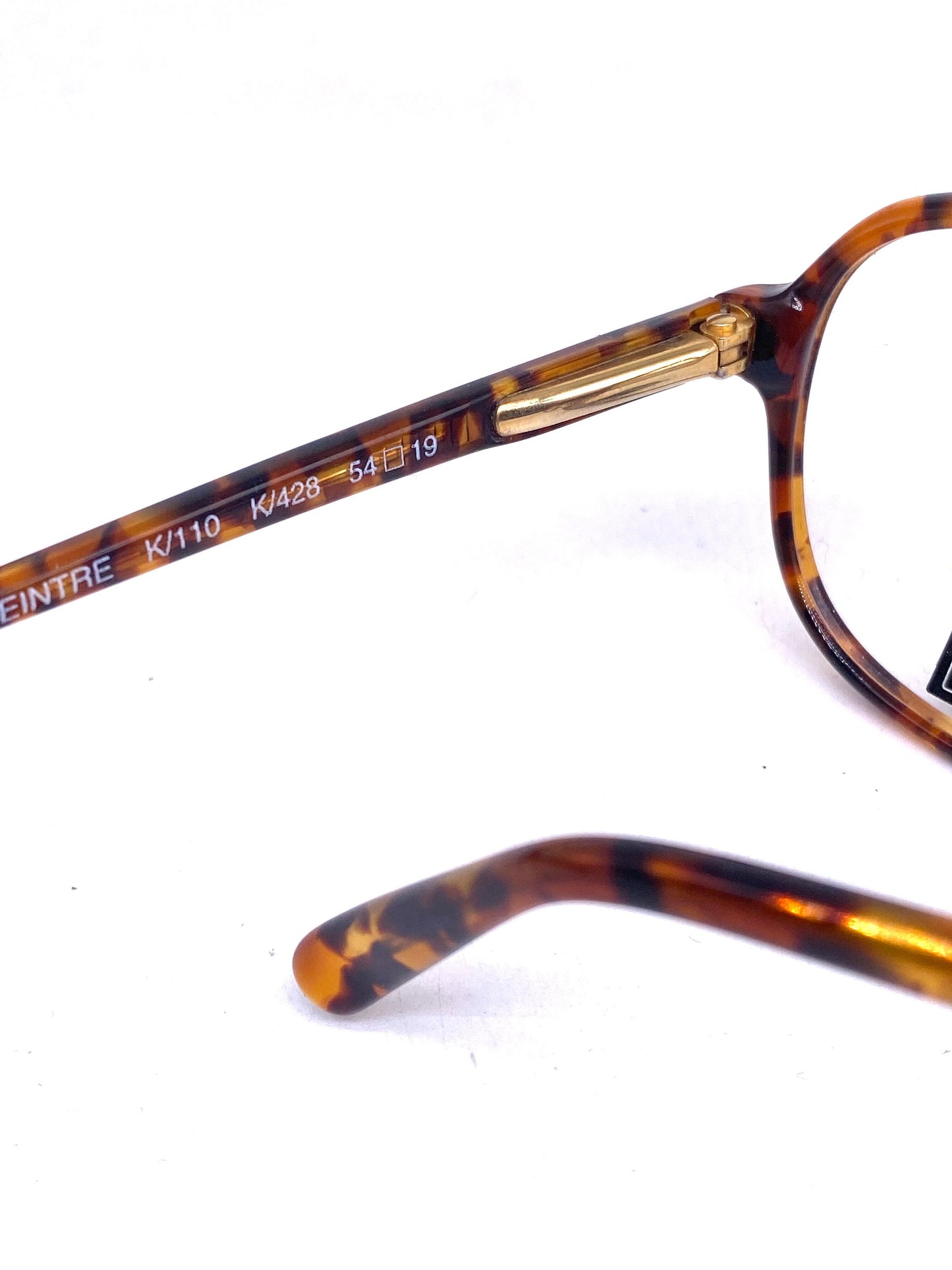 Kenzo K110 Peintre square tortoise cello eyeglasses w golden leaf pins, 2 colorways, NOs 80s Hand Made France