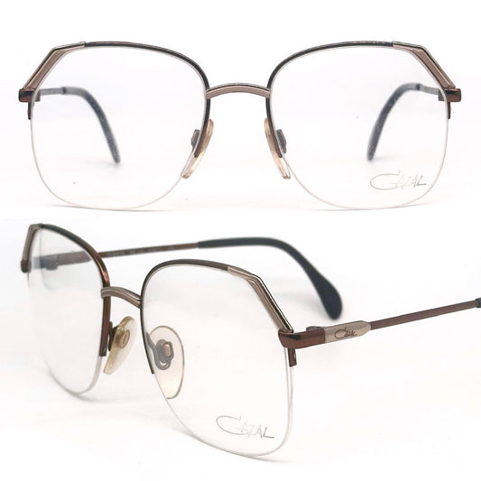 Cazal 215 square half rim copper metal eyeglasses made in W Germany, NOS 80s