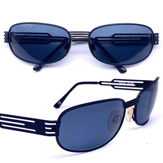 Versus Versace F36 Matt black modernist wrap sunglasses made in Italy in the 90s, NOS in mint condition