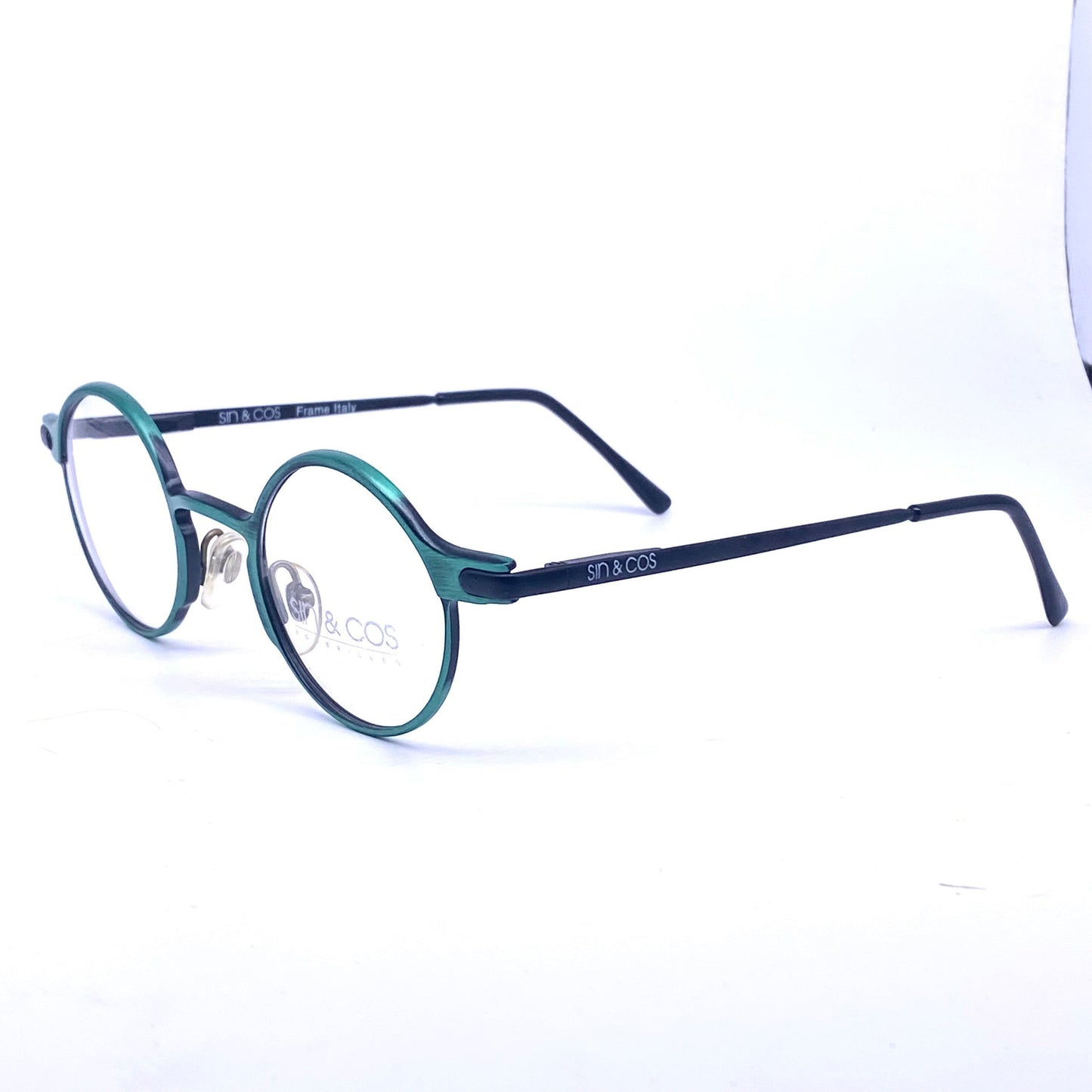 Sin&Cos green metal round avant garde glasses frames made in Italy