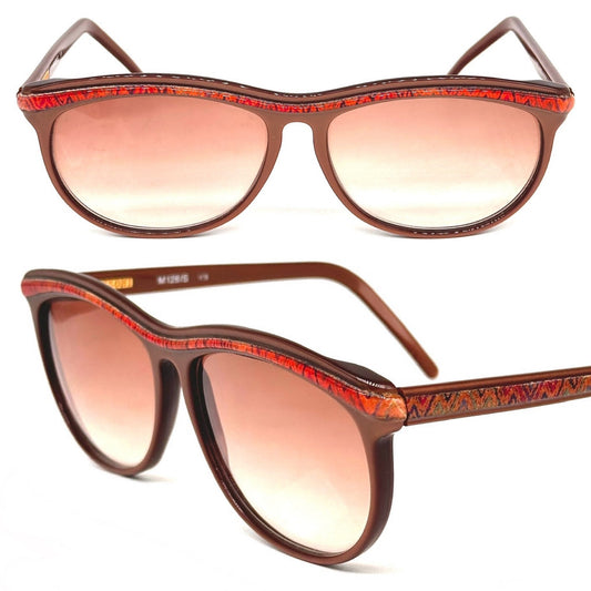 Missoni M128/S brown sunglasses with red textured stripe
