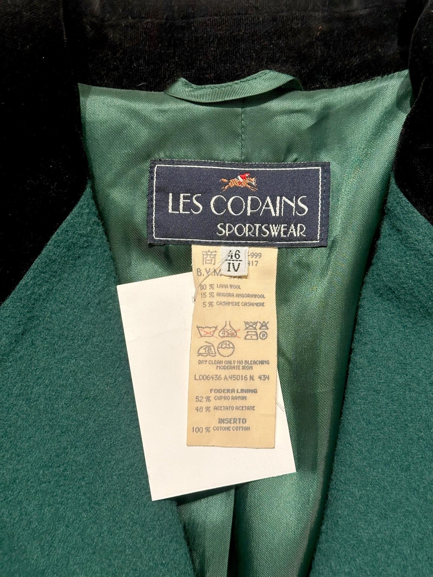 Les Copains forest green woolen blazer 80s woman size 46