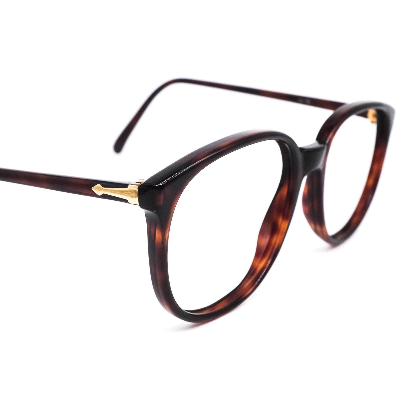 Persol Ratti tortoise pantos frames w golden metal arrow hinges, NOS 80s Italy