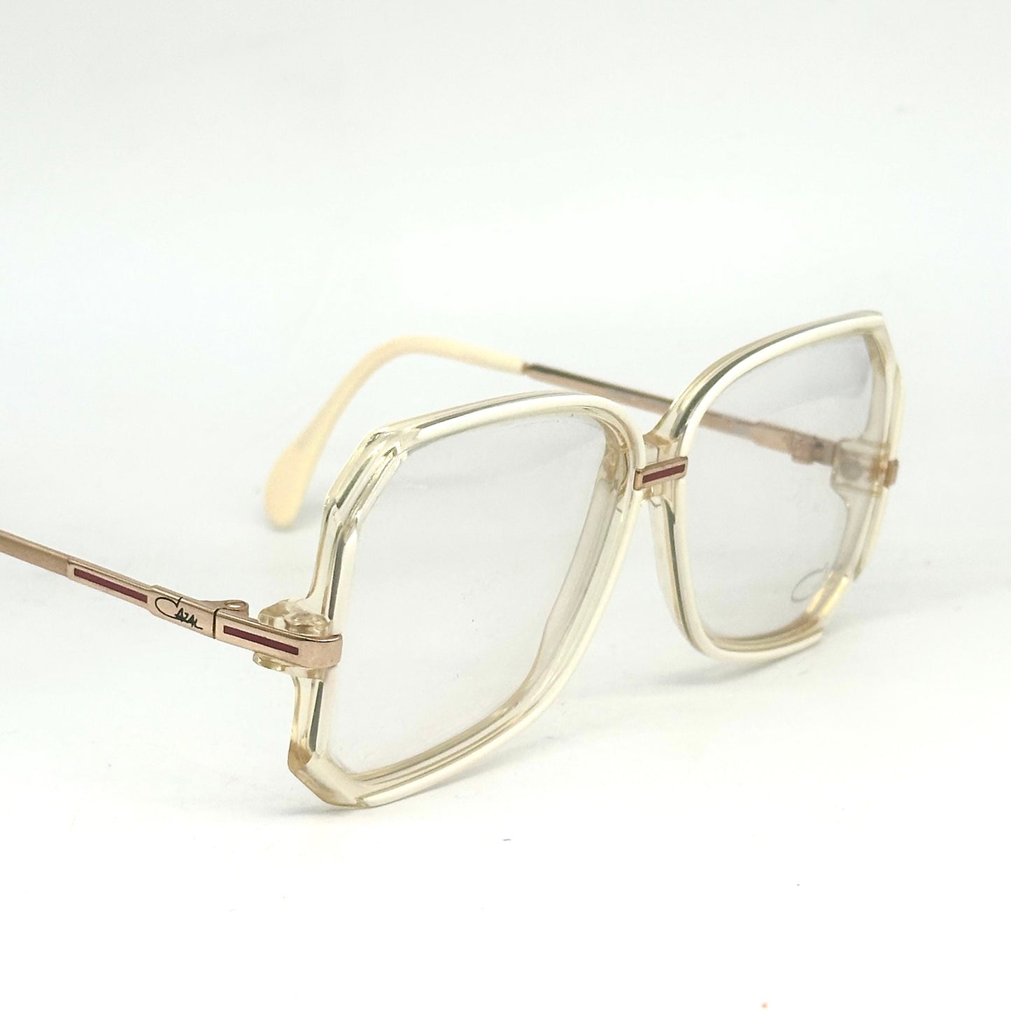 Cazal 167 square oversized eyeglasses frames in clear/white acetate, NoS 80s W Germany
