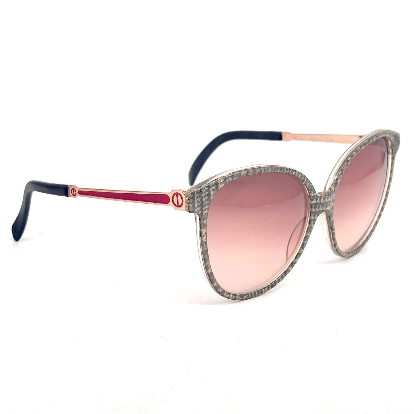 Lamborghini sunglasses TL-25 rare houndstooth fabric inlaid shades, 2 colorways 70s NOS