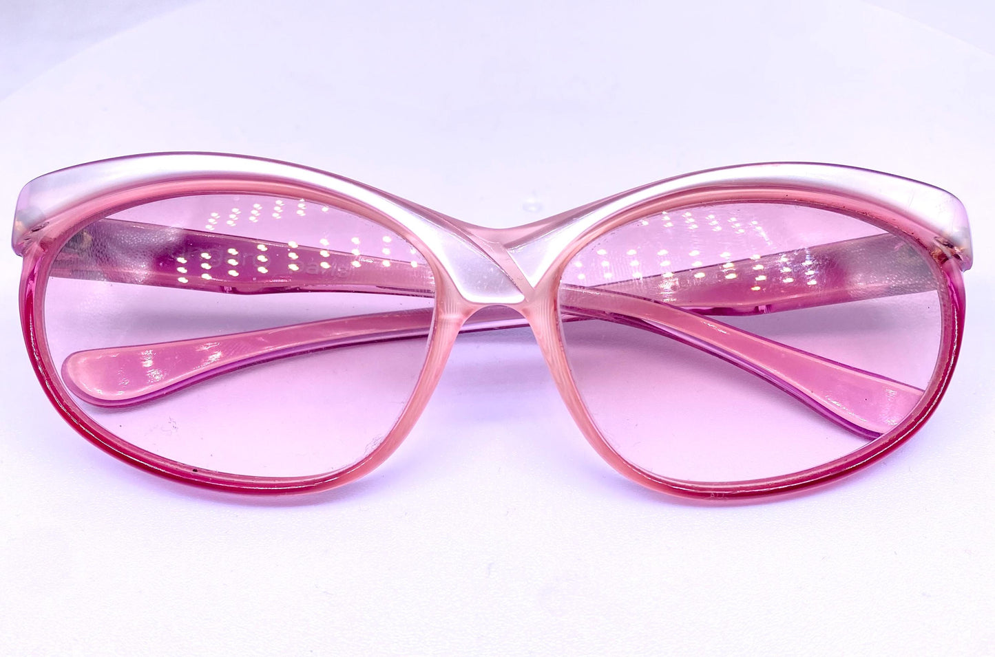 Ungaro Paris gorgeous rose/ pearl cateye sunglasses made in France, 1980s NOS