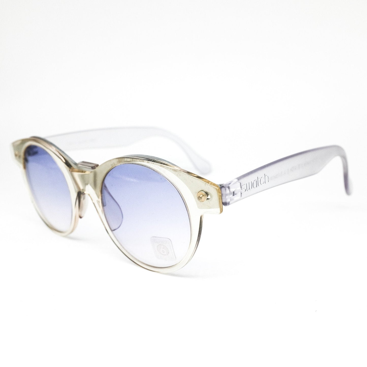 Swatch eyewear round style clear cellulose acetate Sunglasses from the 80s NOS Swiss made