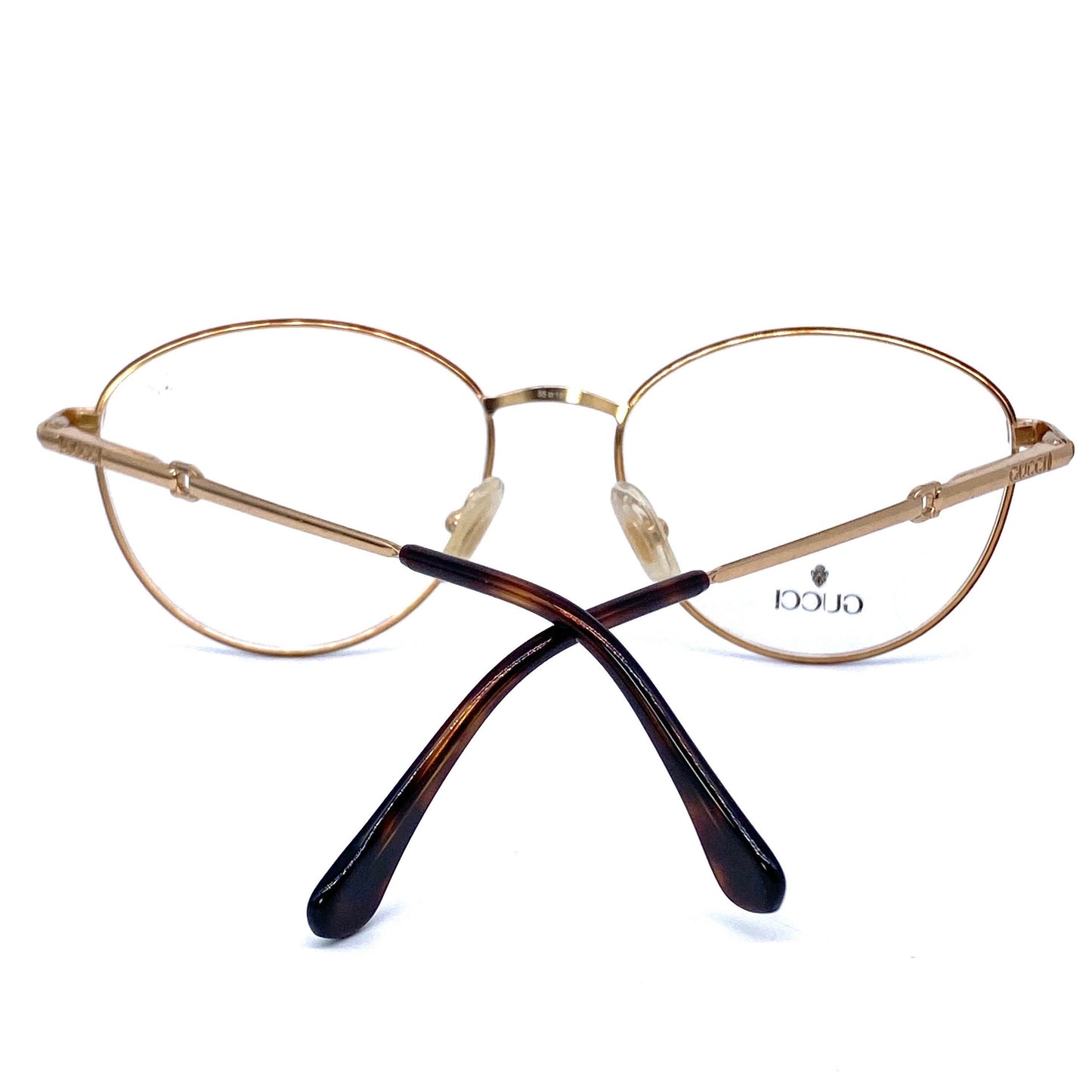 Gucci GG2296 golden metal frames with tortoise enameled rims, NOS 80s