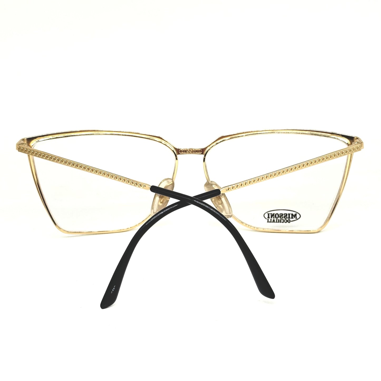 Missoni M317 gold square eyeglasses frames w modernist design, made in Italy in the 80s, brand new