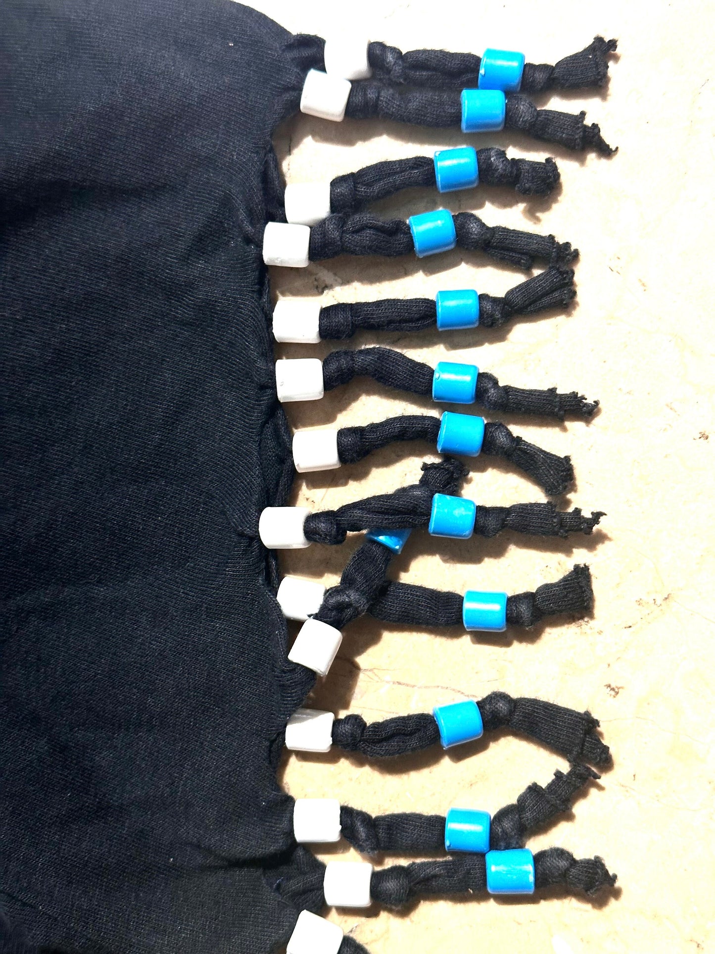 Kenya “land of sunshine” Masai, zebra, Lion & Kilimanjaro” souvenir t-shirt customized by hand beaded fringes, mint