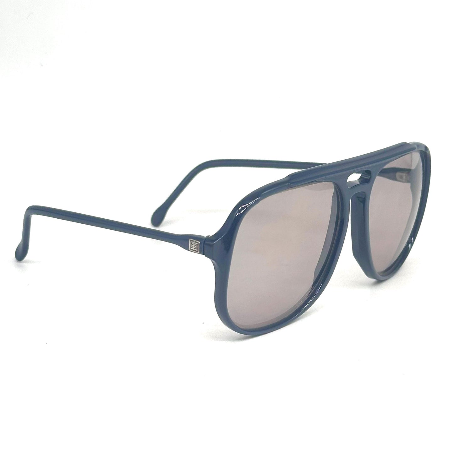 Emilio Pucci 281 495 oversize metallic dark blue aviator sunglasses 80s NoS Made in France