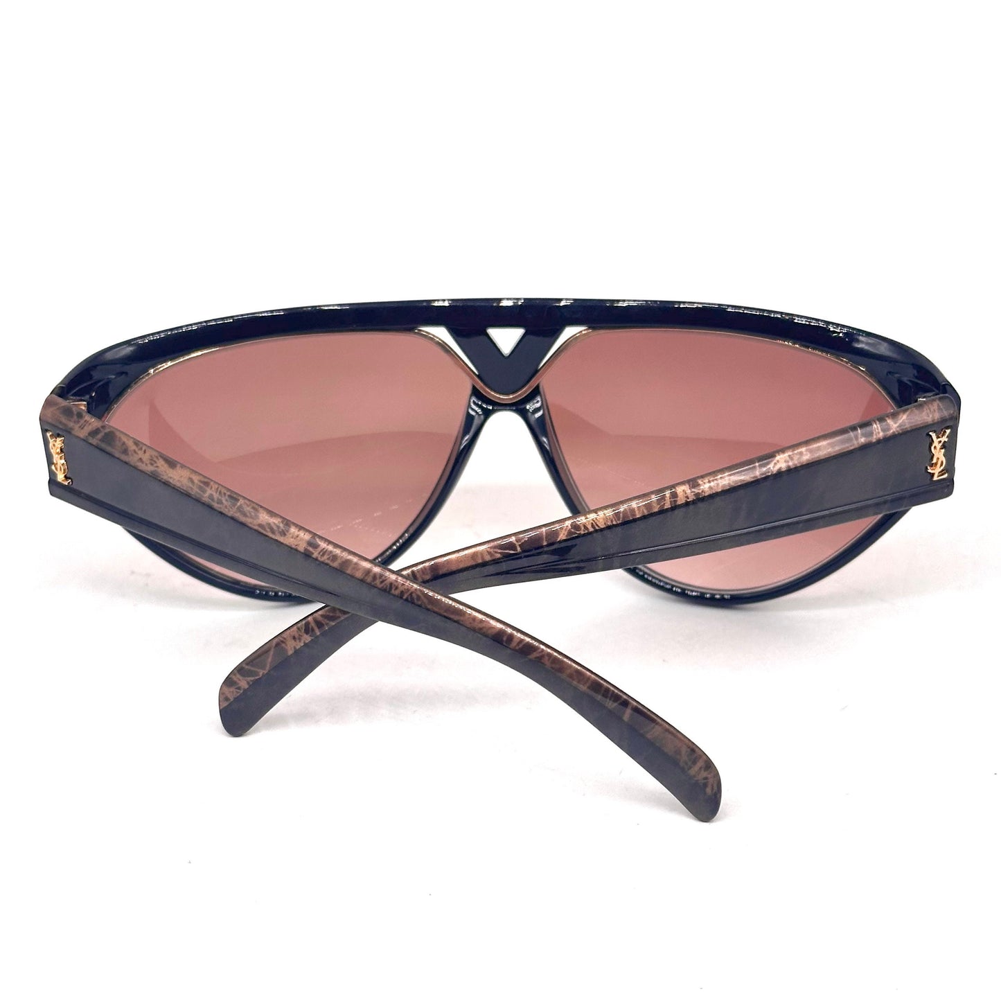 YSL Saint Laurent Champ Elysees collectible wrap sunglasses black/gold marbles texture, NOs 80s