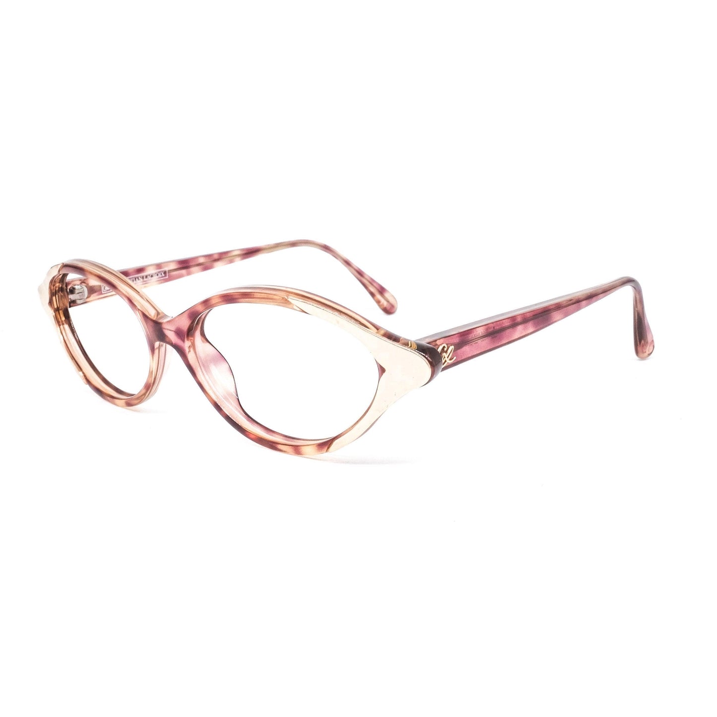 Christian Lacroix cute pink tortoise oval ladies frames w golden accents, NOS 80s