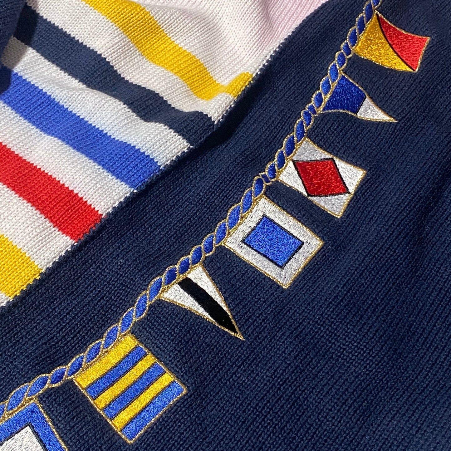 Cardigan J C De Castelbajac in cotone, stile yachting con bandiere e nodi a vela, buone condizioni