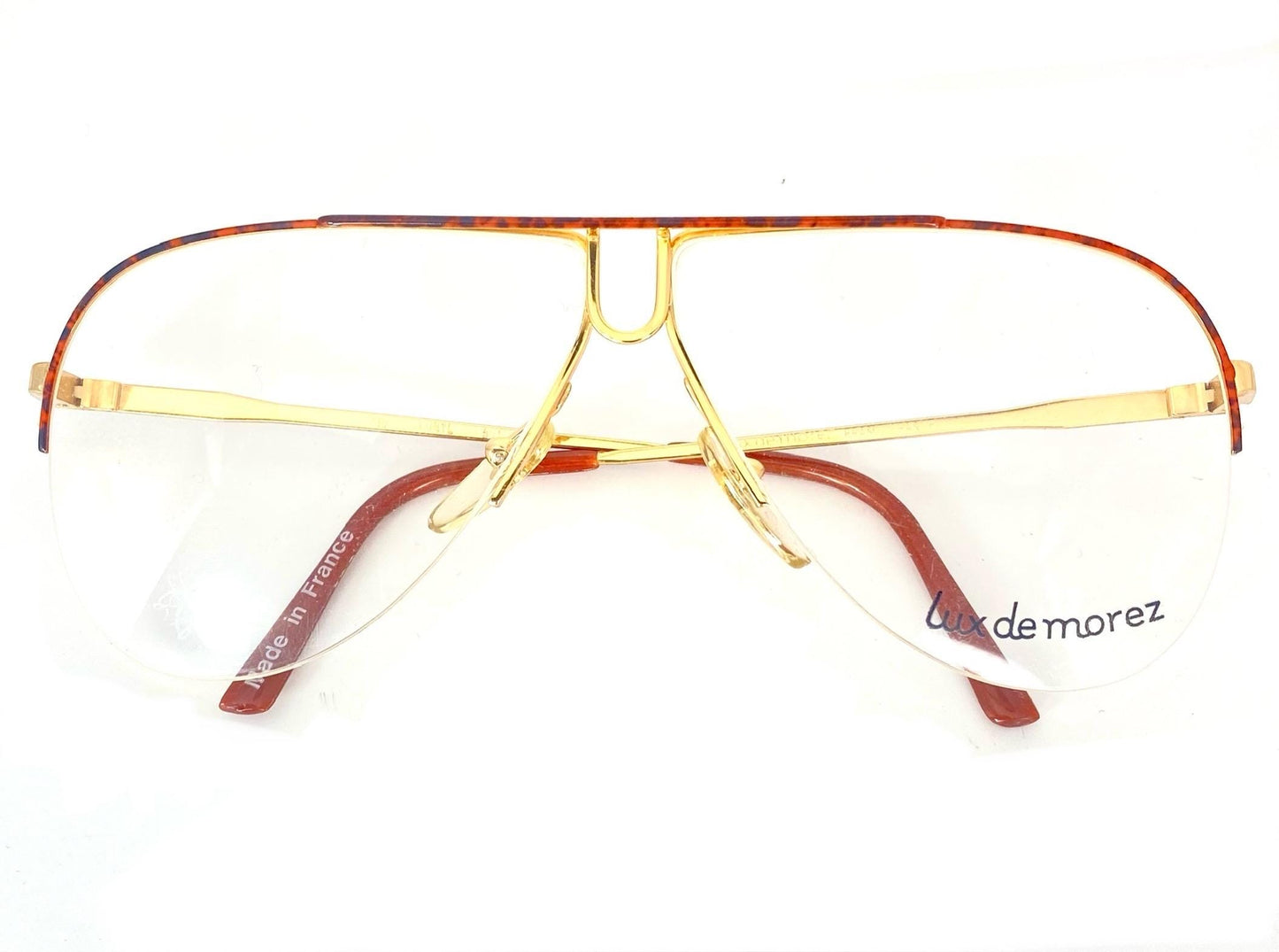 Lux De Morez avant-garde golden metal aviator frames made in France, NOS 80s 2 variants