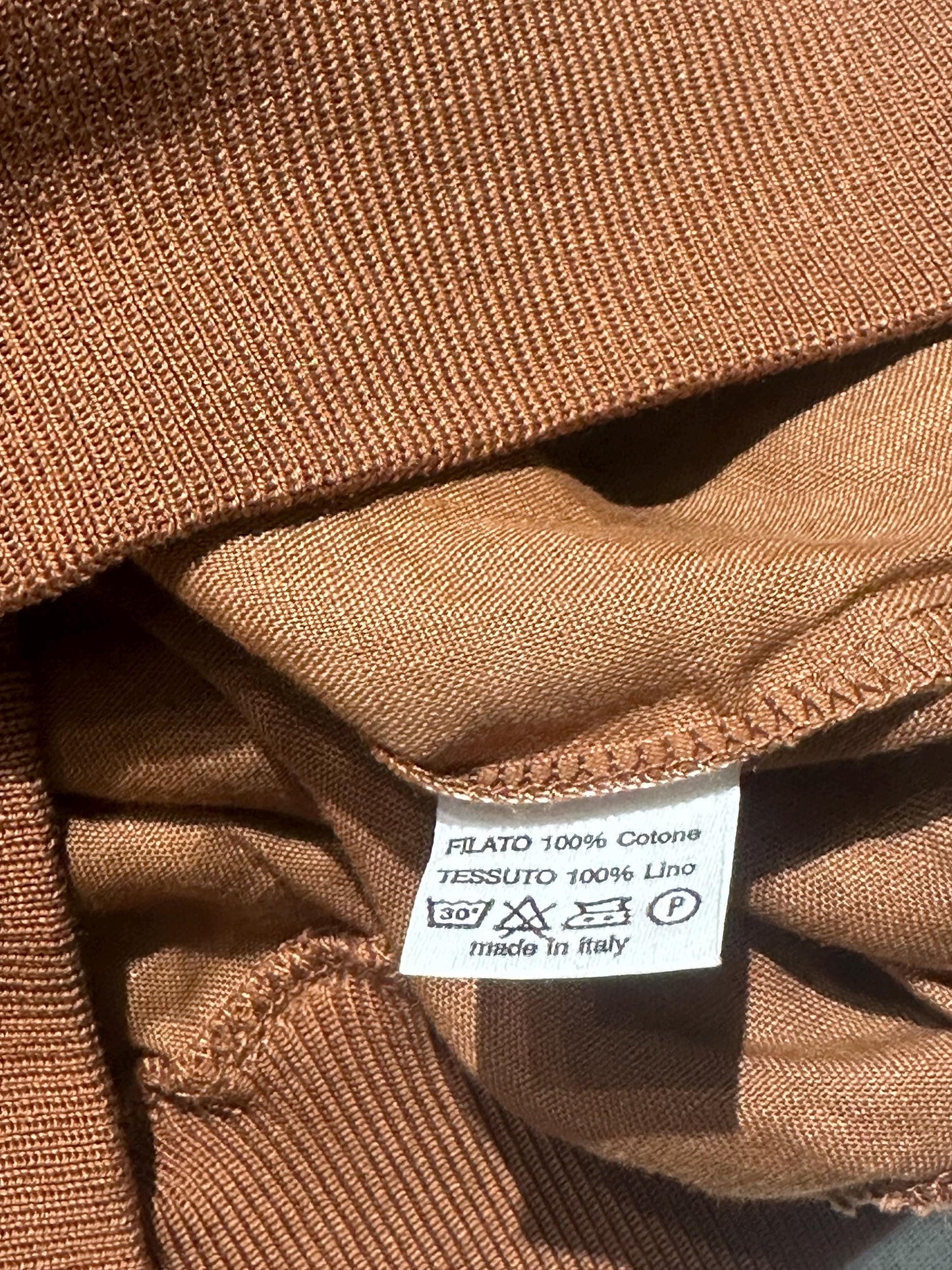 U.Vallati finest linen- Cotton knit polo shirt w Mexican embroidery, NOS 80s Italy