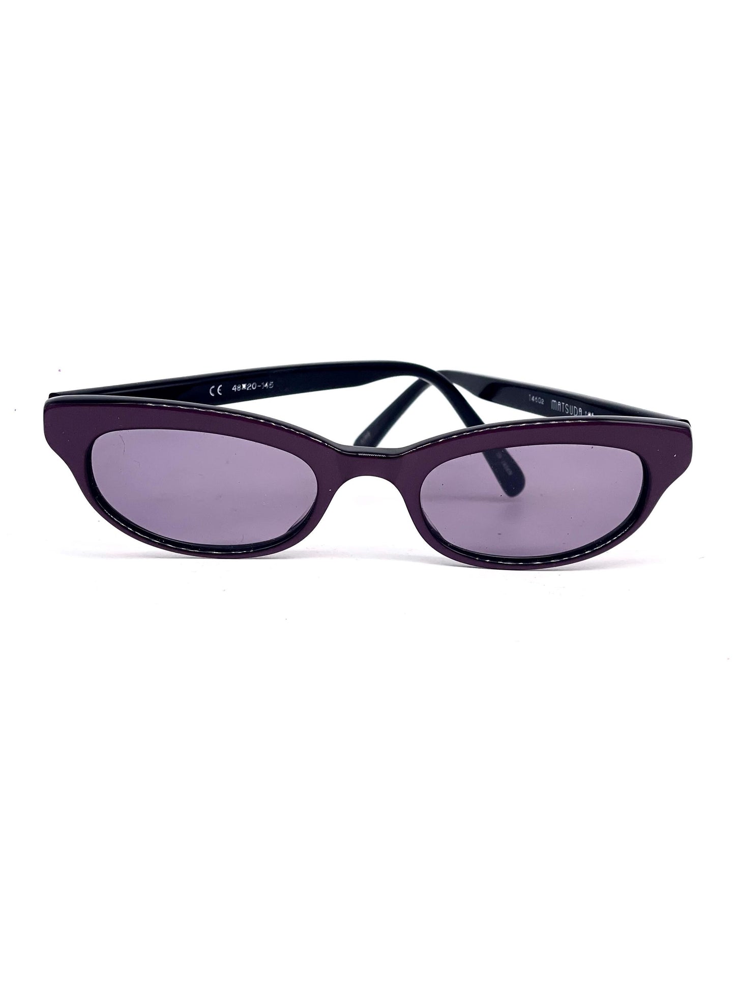 MATSUDA sleek minimalist acetate cateye sunglasses coming in blue and purple colors, NOS 90s Japan