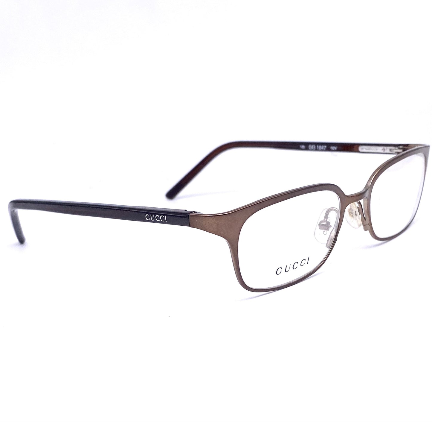 Gucci GG1647 satin copper rectangular minimalist frames made in Italy, 90s NoS