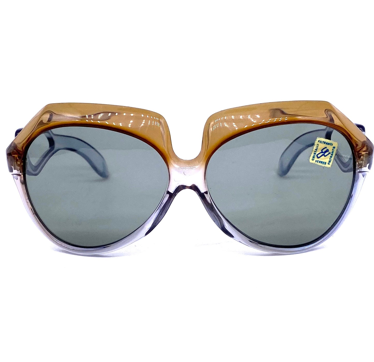 Oversized round sunglasses Friulana Opt. translucent from brown to blue 60s NOS Italia