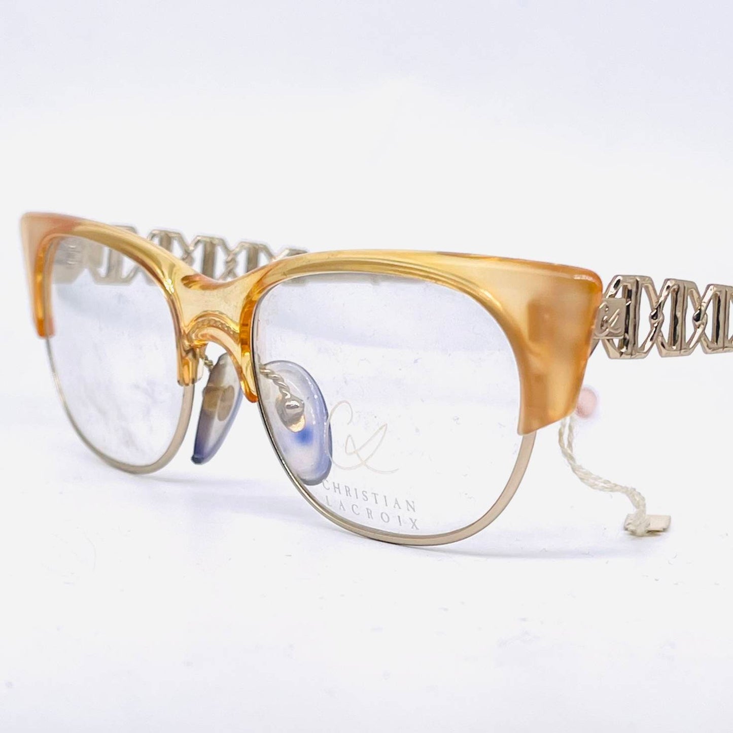 Christian Lacroix 7303 square clubmaster style eyeglasses in 2 colorways, NOS 80s