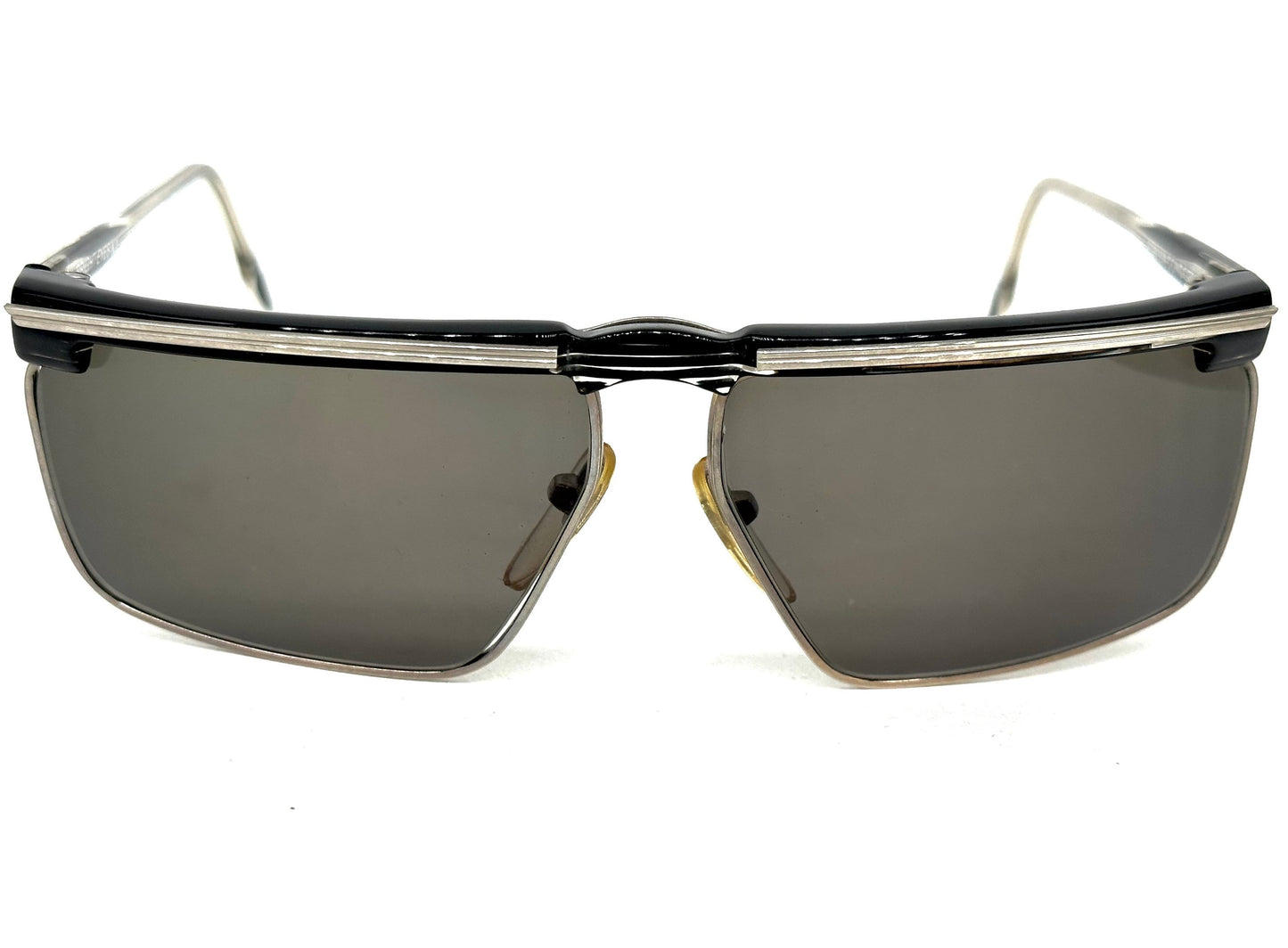 Bright Eyes NY square techie sunglasses w metal rims and acetate structure, NOS 80s; 2 colorways available