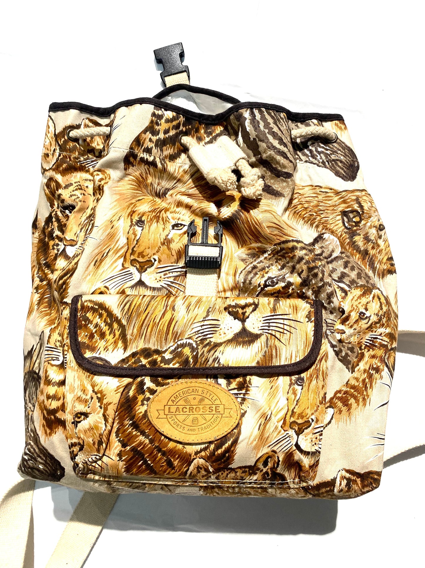 Safari animalier allover beige base canvas backpack, mint condition