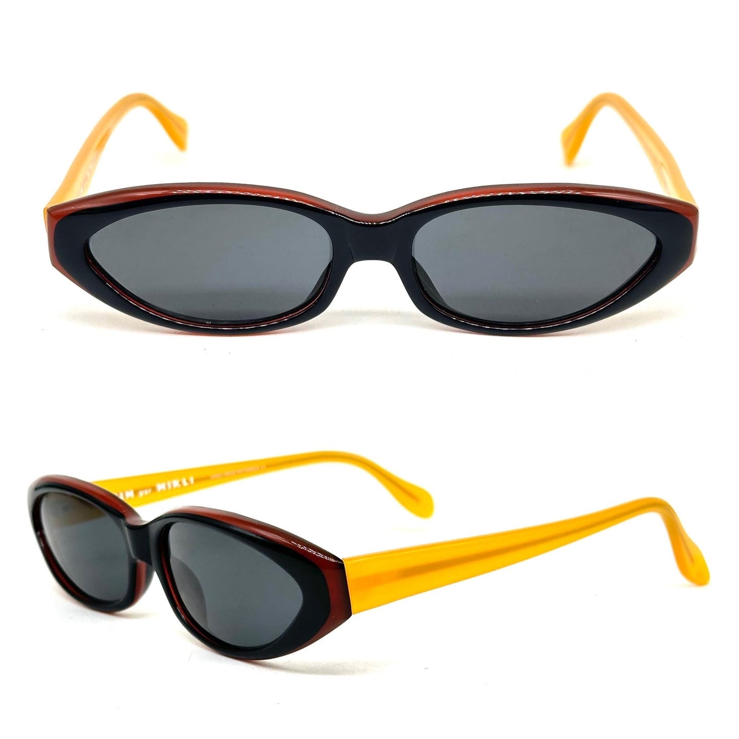 Alain Mikli 7157 black and orange acetate sunglasses, 90s NOS handmade in France
