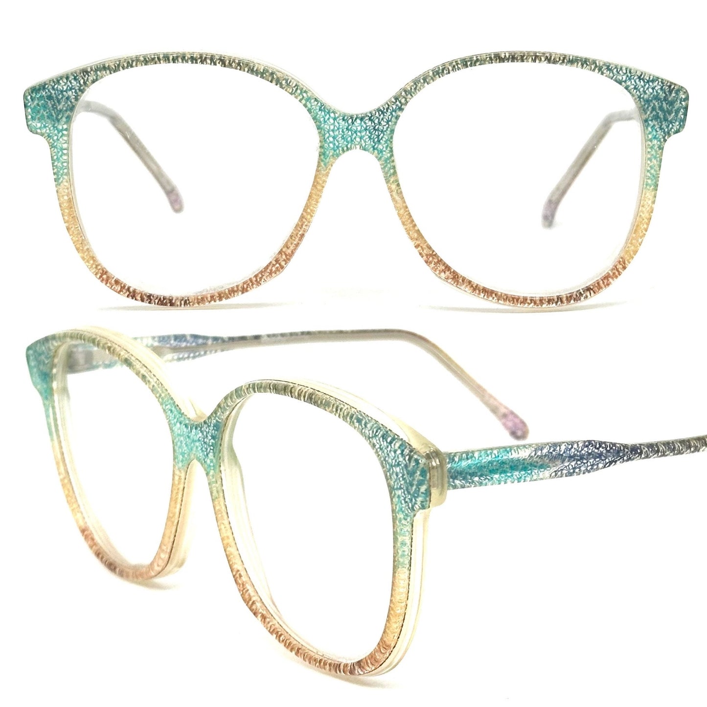 Missoni M10 colorful pantos eyeglasses frames w real knitted  fabric inlaid, rare iconic piece 80s NOS