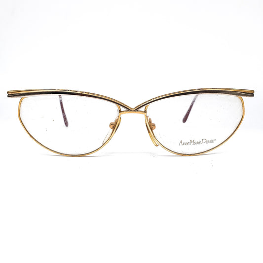 Anne Marie Perris AM30 vintage luxurious frames for eyeglasses cateye gold plated gold 23k, nos 80s Italy