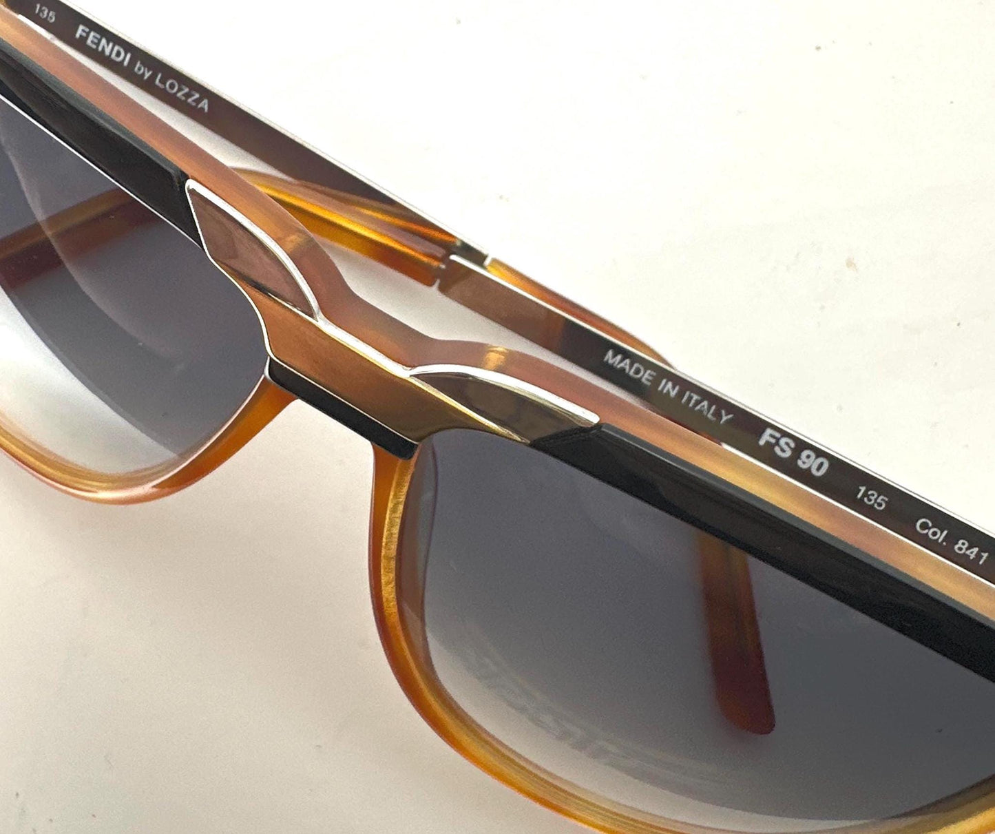 Fendi FS90 cool luxury tortoise- Gold sunglasses hand made in Italy by Lozza, 80s NOs