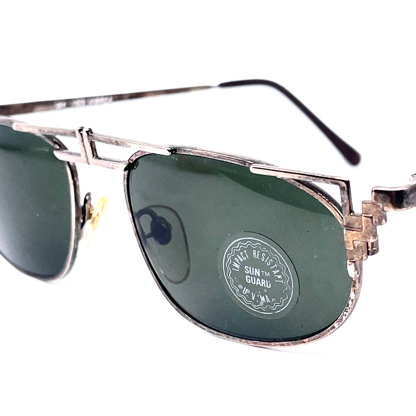 Incognito avant-garde silver metal sunglasses, geometrical Cazal inspired style, 80s NOS