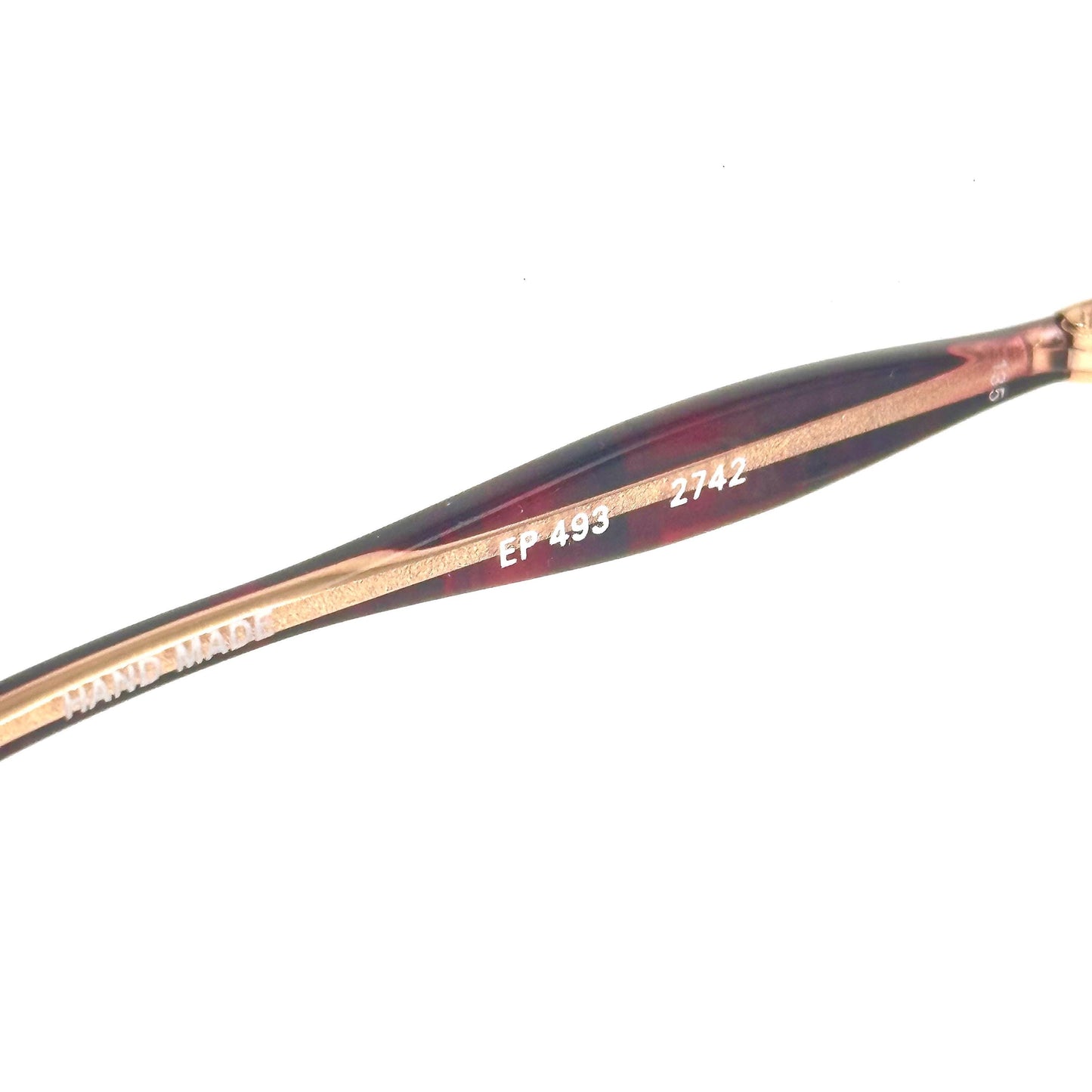 Emilio Pucci 493 clear eyewear detailed with red and black fluid marble parts and gold temples 80s NoS Made in Florence