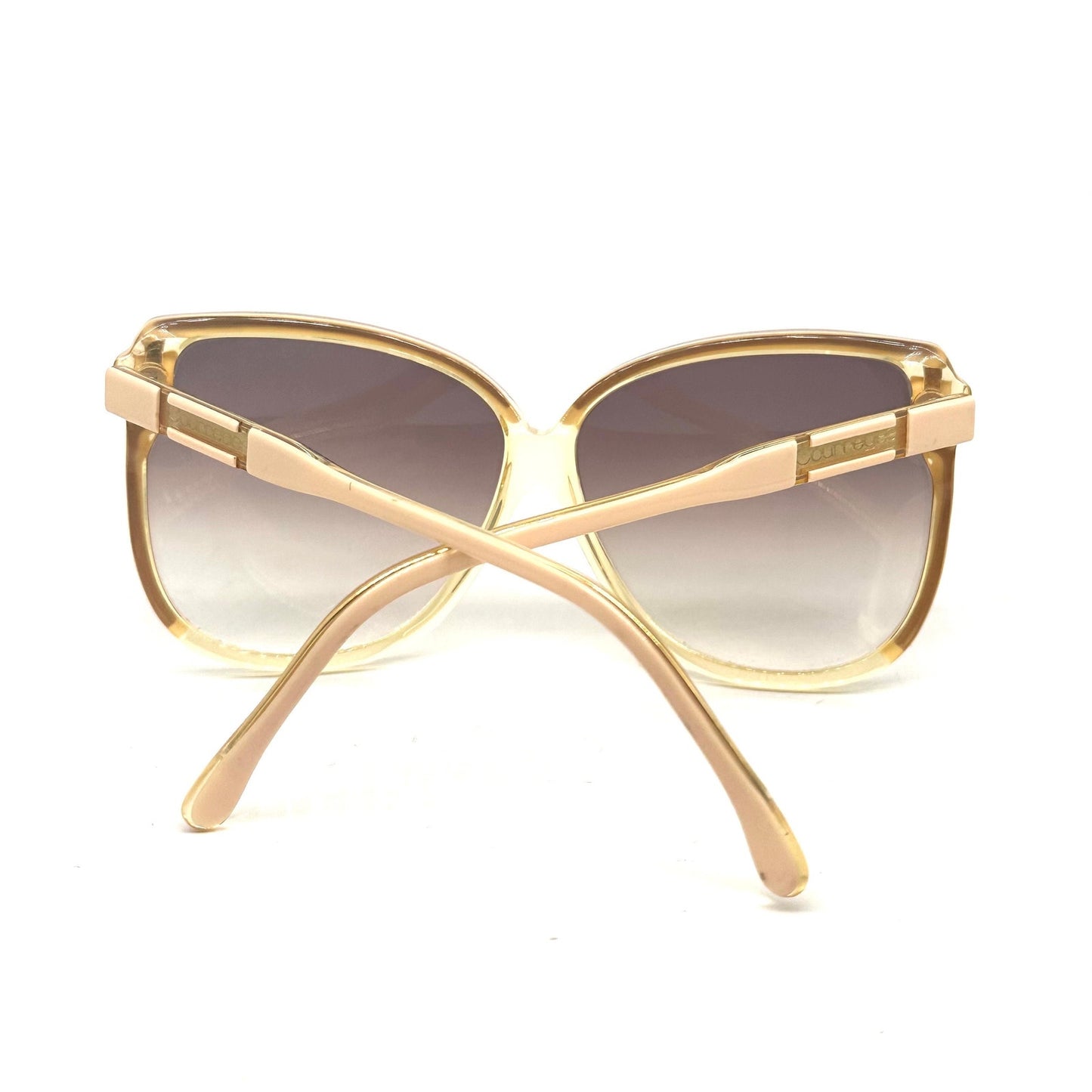 Courreges 8430 square oversized sunglasses in cream and gold color, 1970s NOS hand made in France