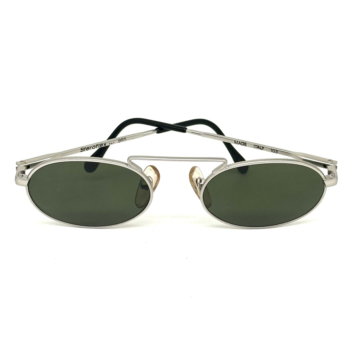 Sferoflex 985 oval metal sunglasses w retro high bridge and crystal lenses, hand made in Italy in the 80s
