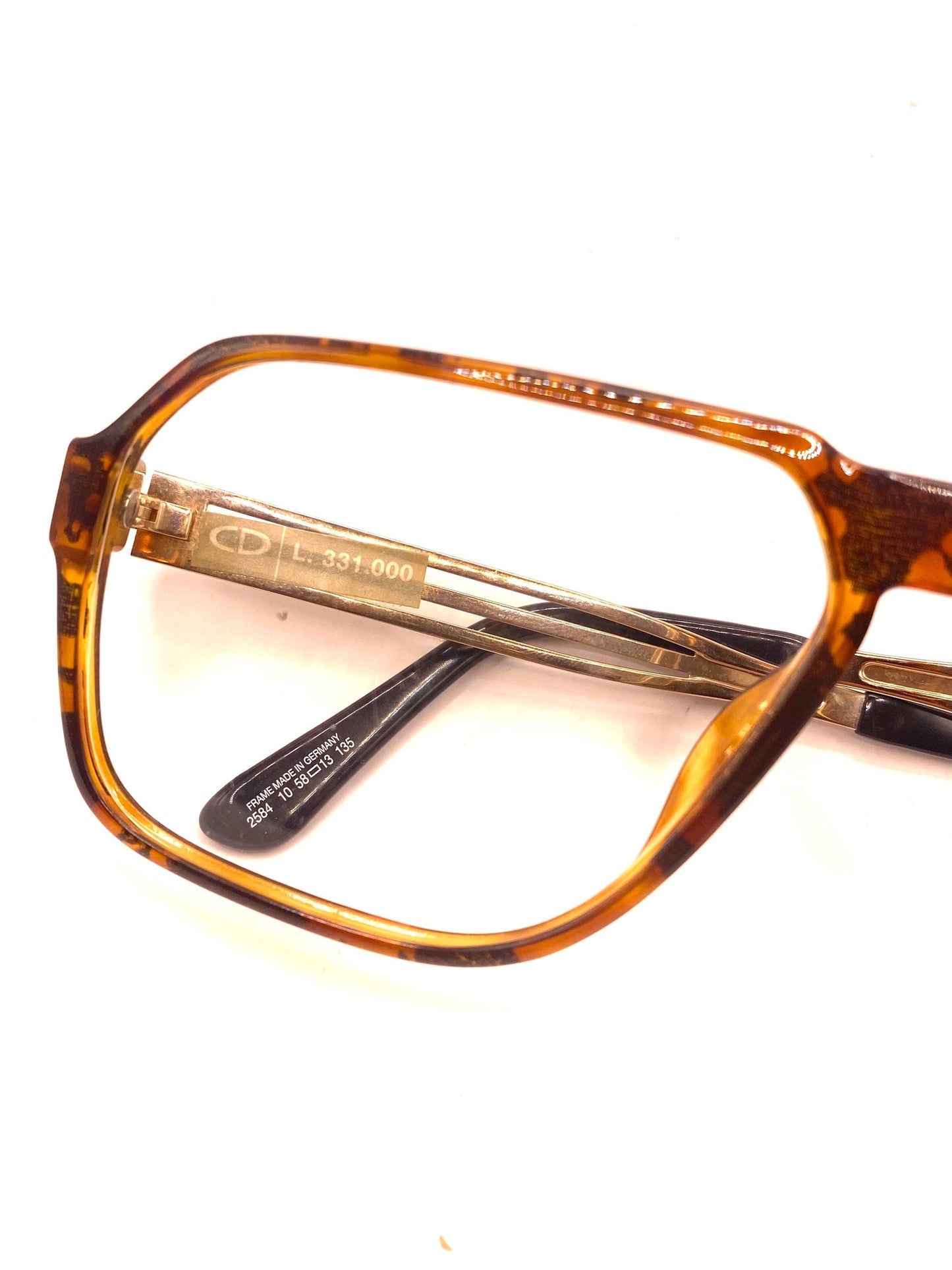Dior Monsieur 2584 Demi blonde square aviator w golden metal temples NOS 80s Germany