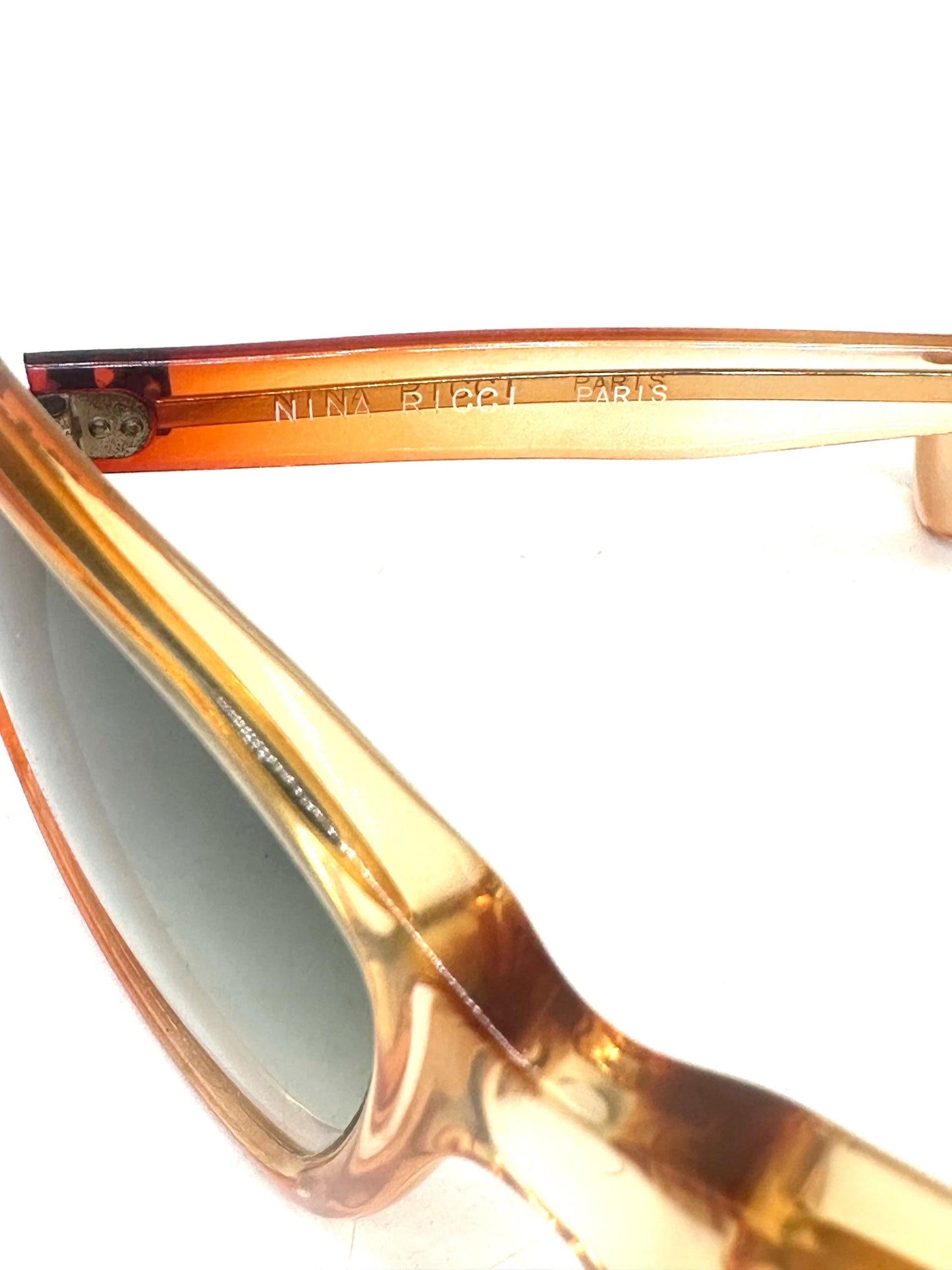 Nina Ricci Square oversized sunglasses orange translucent cello hand made in France  80s NOS