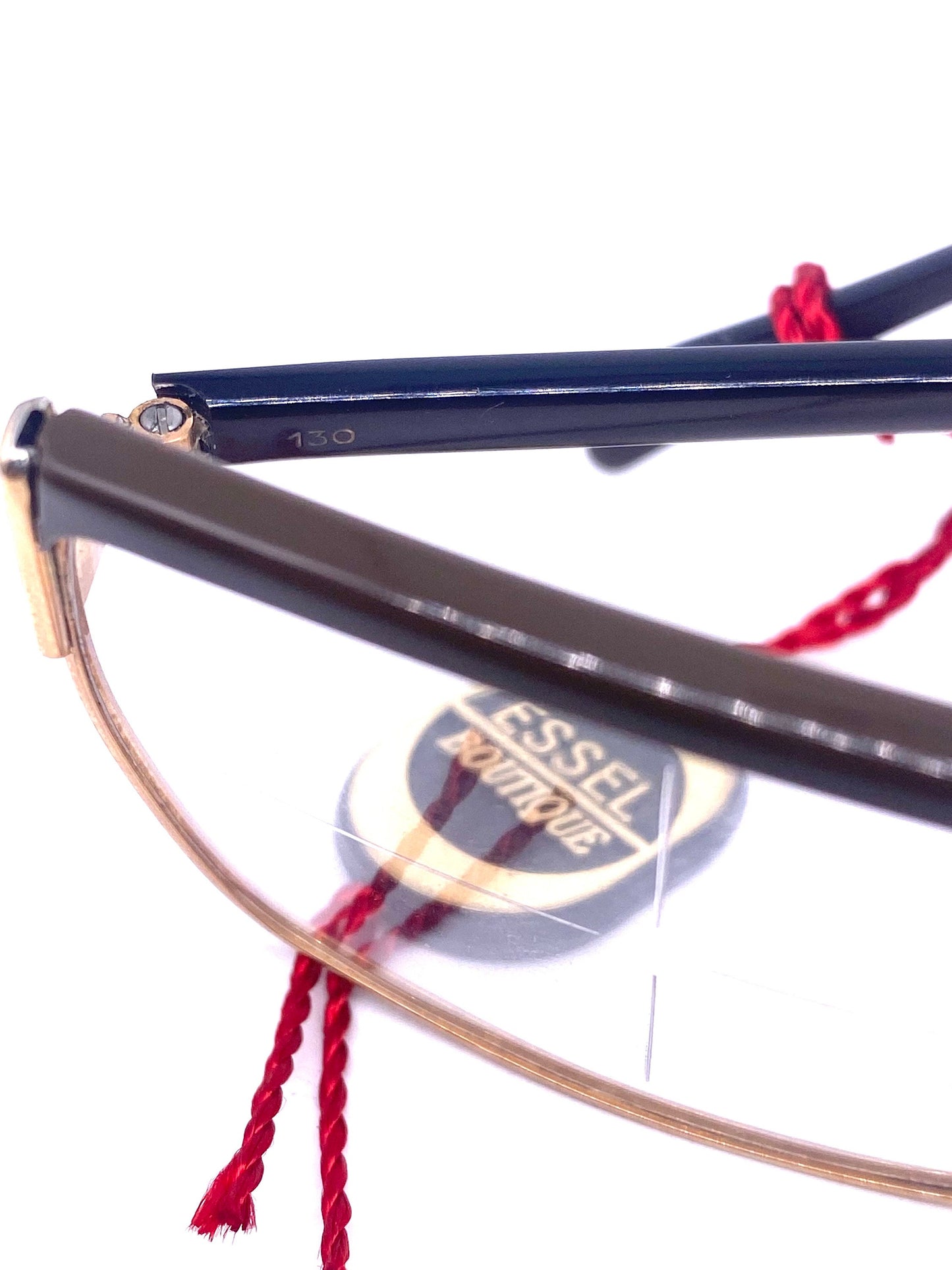 Essel Boutique NOS 60s square gold frames w dark brown coating on the brows and temples, with tag