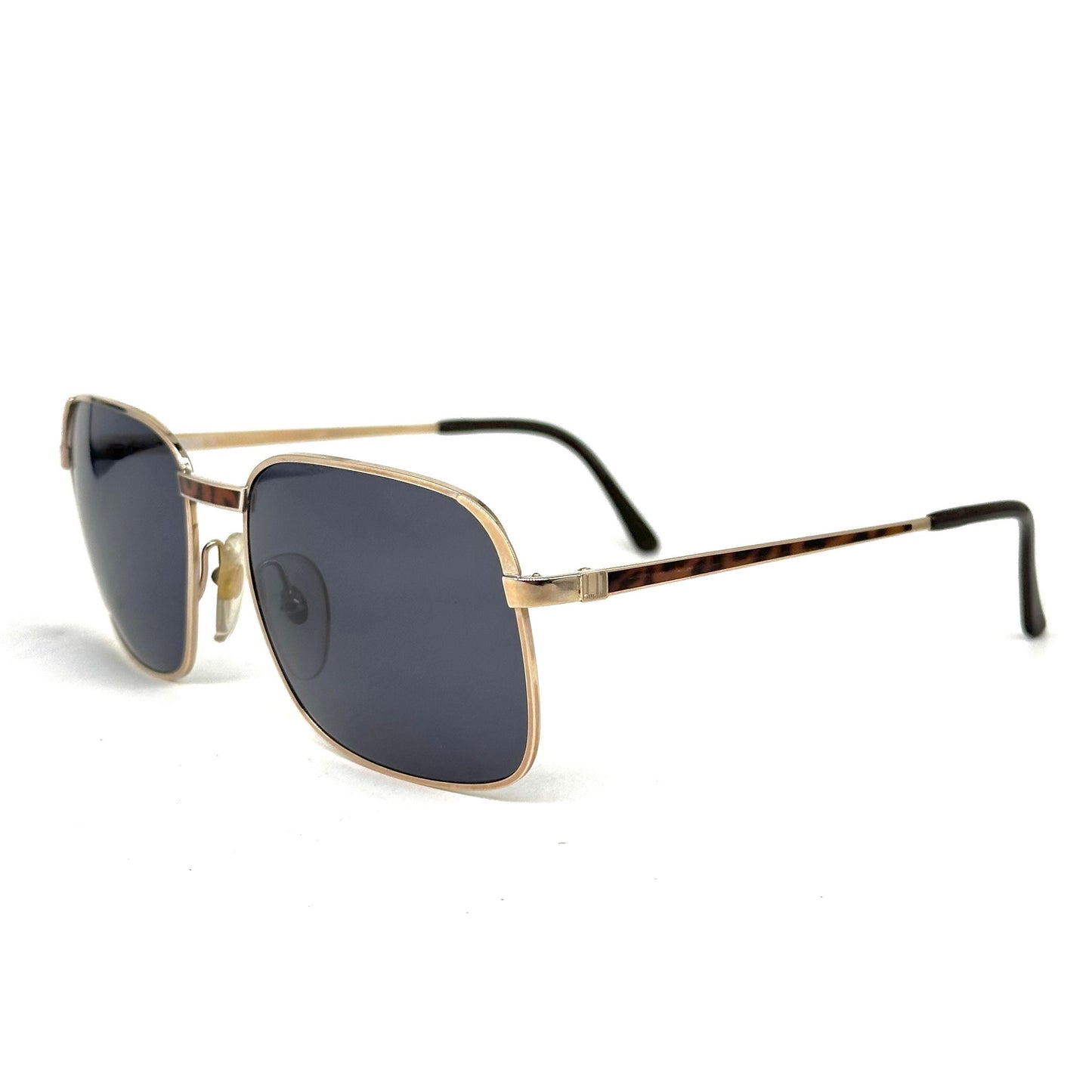 Dunhill 6087 elegant squarer golden metal sunglasses w tortoise enameled details, NOS 80s