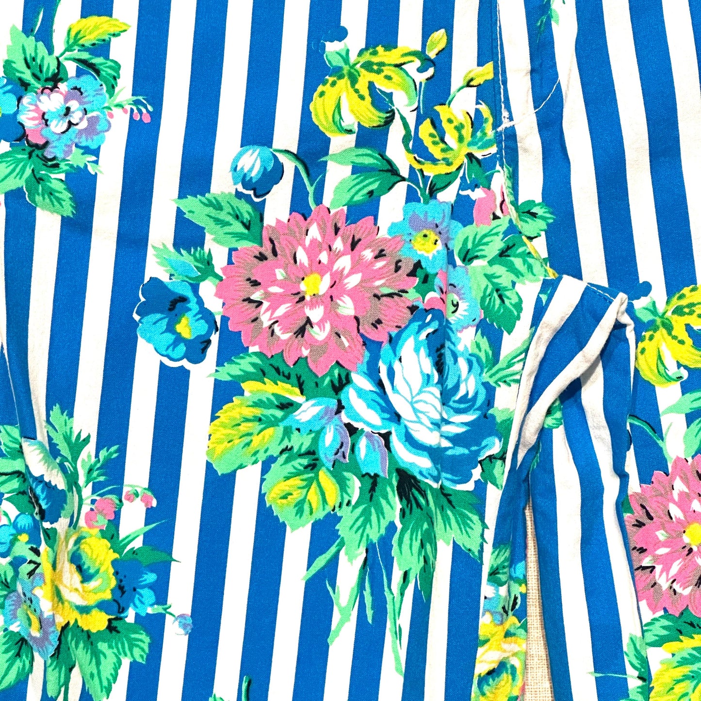 Benetton 80s striped cotton pants with flowers BNWT