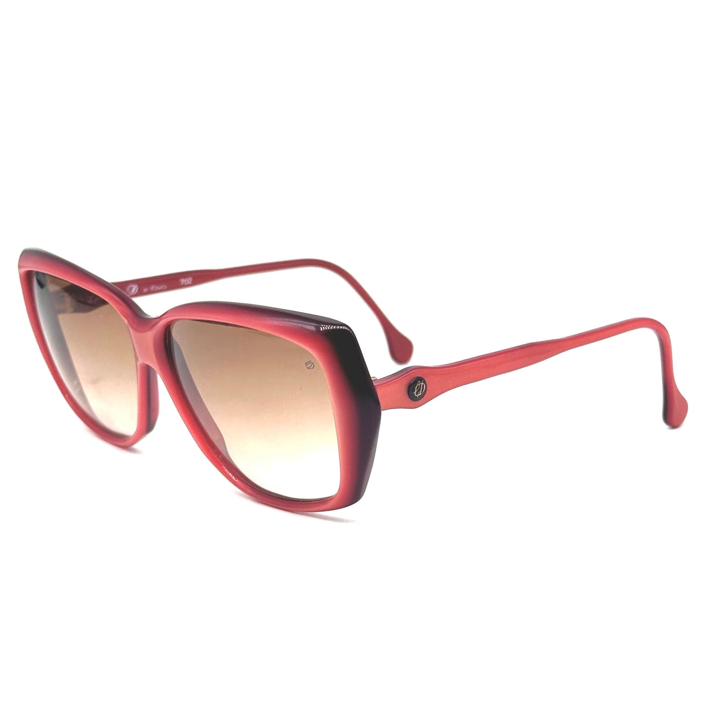 Ch. Dunhill magenta butterfly square sunglasses hand made in Italy, 80s NOS