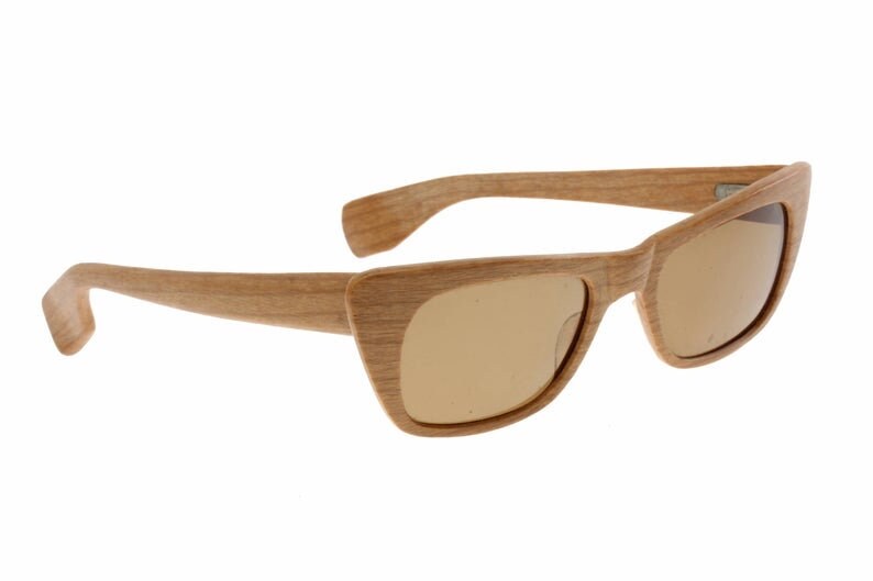 Fioc 1950s wooden effect cateye sunglasses made in Italy, New old stock in mint condition