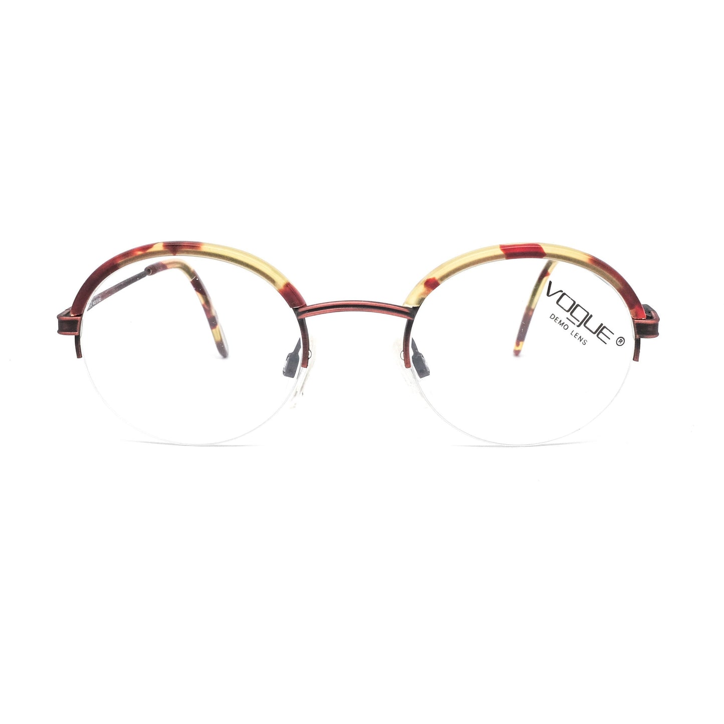 Vogue round tortoise semi rimless eyeglasses frames, 80s NOS